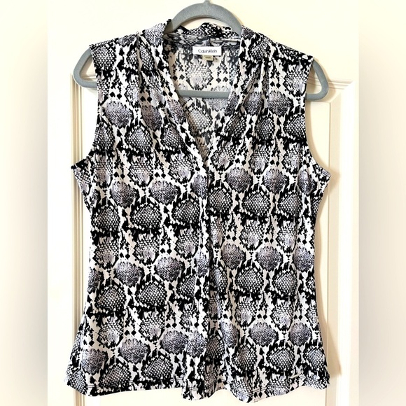 Calvin Klein Black & White Snakeskin Pattern Sleeveless Blouse Women’s Size Med - Picture 1 of 14